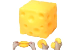JoyPlus Squishy ost, gul ostformad pressleksak, mjuk ostdeg sensoriska leksaker, fyrkantiga slow rise-leksaker, tryckblock, realistiska squishys, stressavlastning