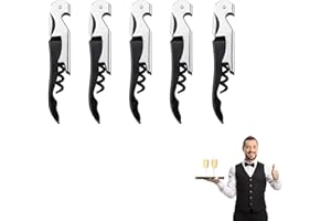 MADEHAY Kellnermesser Edelstahl, 68g Heavy Duty Edelstahl Wine Key,Korkenzieher Weinöffner mit (schwarz/5 Stück)