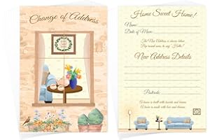 FELICITAS Change of Address Cards - Postcard 20 Bulk Pack + Self-Seal envelopes - Moved Home - Moving House - Announcement Notification - Ready to Write - Blank Lines to Fill on Reverse - Size 105x148mm