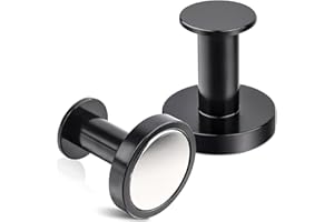 MIN CI Lot de 2 crochets magnétiques extra puissants - 36 mm - Aimants puissants - 32 kg - N52 - Haute performance - Noirs - Aimants en néodyme - Crochet magnétique extra puissant