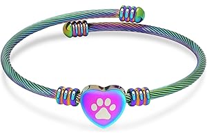 QGJNSGC Braccialetto per ceneri, gioiello commemorativo in acciaio inox, a forma di zampa di animale domestico, a forma di cuore, urna con ciondolo a forma di urna per i propri cari, funerali,