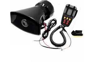 YIYIDA Bocina de coche Sirena Bocina de alarma Bocina de policía con arnés telescópico 7 Banda de sonido Micrófono Sistema de altavoces PA Multitono Megáfono Amplificador Trompeta