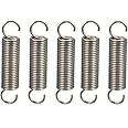 sourcing map Extended Tension Spring Wire Diameter 0.047", OD 0.39", Free Length 1.97" Stainless Steel Small Dual Hook Tension Spring 5pcs