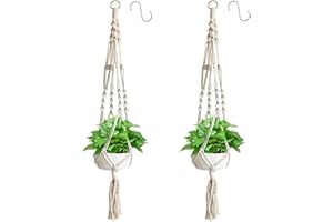 Apstaqeoo 2Pcs Hanging Planters Baskets, Cotton Rope Macrame Plant Hanger Flower Pot Hanging Plants Holder with 2 S Shaped Hook, Wall Hanging Holder for Indoor Outdoor Balcony Garden Home Decor(105cm)