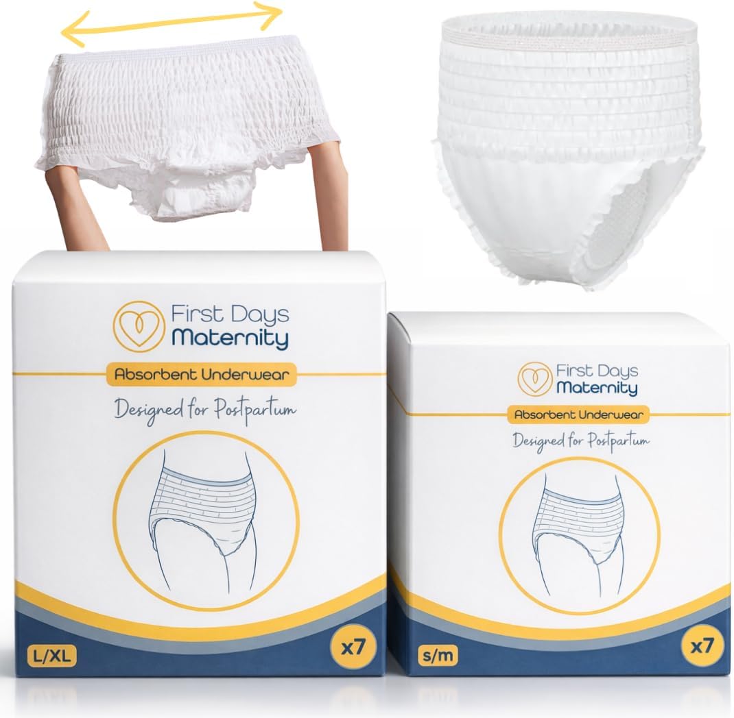 First Days Maternity - Toalla de maternidad absorbente - Desechable - para recuperación posparto. Sábana superior de algodón orgánico supersuave - Elástico en todos los lugares correctos (grande