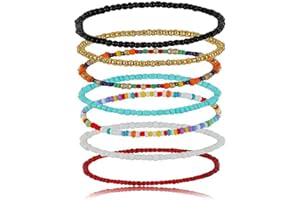 Prosy Boho 7 pezzi cavigliere colorate con perline Beach fatti a mano alla caviglia gioielli piede regolabile per donne e ragazze