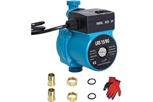 LRS15/9G Pompa di Circolazione ad Acqua Calda, Pompa di Circolazione per Riscaldamento 120 W, Pompa di Circolazione della Caldaia Circolatore Domestico, Altezza Massima 9m con Guanti da Gekufa