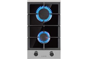 Klarstein Plaque de Cuisson Gaz 2 Feux, Table de Cuisson à Gaz 2 Brûleurs, Plaque Gaz 4.2 kW, Piano Cuisine Gaz en Acier Inoxydable, Plaque de Cuisson Gaz Encastrable, Plaque a Gaz Cuisine Inox