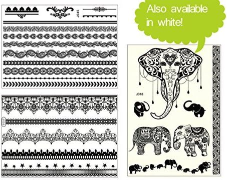 ChicTats Flash Tattoos 3-Sheet Pack - Black Lace Body Art &amp; Jewellery for Women &amp; Girls - Waterproof Fashionable Temporary Makeup Stickers (Black)