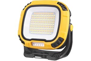 Rigwig LED Work Light Rechargeable, 2500LM Waterproof Folding Portable Flood Light Magnetic, 14 Light Modes USB Emergency COB Work Light, Camping Car Repairing Emergency Job Site Lighting (Yellow)