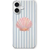 Multitronic iPhone 16 ile Uyumlu Deniz Kabuğu Desenli Şeffaf Telefon Kılıfı