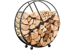 WESTMANN KAMINLICHT CookKing Kaminholzregal Diego, Rundes Brennholzregal innen & außen, Verschiedene Fächer für Holzscheite, Stahl, Schwarz, 82x80cm