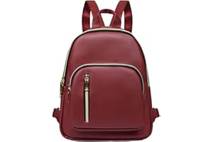 YANAIER Rucksack Damen Pu Leder Schulrucksäcke Casual Daypack Tagesrucksack Tasche Modische Kleine Damenrucksack Burgund