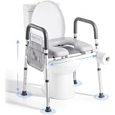 VEVOR Toilet Lift, Adjustable Height and Width 69-79 cm/52-62 cm, with Armrests, Weight Capacity of 181 kg and 4 Legs, for th