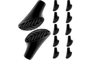 ‎HERREICHER Herreicher 12 Stück / 6 Paar Nordic Walking Pads Asphalt Gummipuffer - Trekkingstöcke Spitzen für Alle Gängigen Wanderstöcke Gehstock Gummipuffer Durchmesser von 10mm, Schwarz