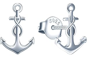 INFINIONLY Collier Bracelet et Boucles d'oreilles femme fille, ensembles de bijoux femme en argent 925, pendentif bracelet clou d'oreille ancre, avec le symbole de l'infini mignon, argent