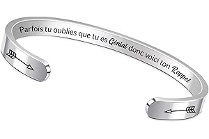 FCZIVA Bracelets Manchettes Citation Gravé Motivationnel Réglable Femmes Hommes Ami Anniversaire Cadeaux Fils Fille Inspirante Bijoux Frère Soeur Graduation Noël Femme Mari Couples Saint-Valentin