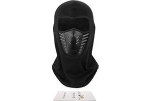 Tagvo Caldo passamontagna con maschera a pieno facciale con pannello in mesh traspirante in silicone, scaldacollo invernale in pile a prova di vento, cappello con visiera adatta per adulti
