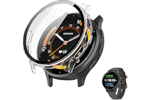 HOMTERN Case Compatible with Garmin Venu 3S 41mm,Crystal Clear Hard PC Case with Tempered Glass Screen Protect Film Full Cover Shell Shockproof Scratch-Proof Screen Protector Cases