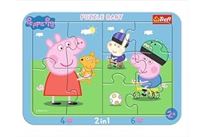 Trefl, Puzzle, Rahmenpuzzle mit Unterlage, 10 Teile, Peppa Pig, für Kinder ab 2 Jahren, 80021