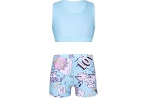 Aislor Conjuntos Deportivos Niñas Ropa de Yoga Fitness Sujetador Deportivo Pantalones Cortos Deporte Niñas Traje Deportivo Gym Ejercicio Conjuntos 2 Pcs 3-12 Años