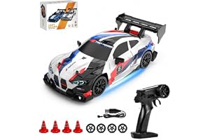 Siereolly Drift bil 1:24 Fjärrstyrd 20 km/h 4WD 2,4 GHz Mini RC-bil med två batterier och LED-belysning för barn