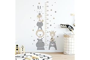 RUNUP Animales Gráfica de Altura Pegatinas,Medidor Niños Pared,Medidor altura Gráficos,Decoracion Habitacion Bebe para Niños y Niñas