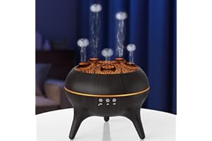 ‎BINDOKUN Flammen Aroma Diffuser, 250mL Luftbefeuchter Schlafzimmer, 2 Spray Muster DuftöL Diffuser,Air Diffuser Humidifier mit 7 Farben LED-Licht & Timing-Funktion Defuser für Kinder (V80-Schwarz)