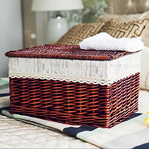 CHENGYI Brown Tower Square Covered Wicker Preparation Cloth Collection Basket The Table Of Coffee Is Set Up ( Size : 31*20*14cm )