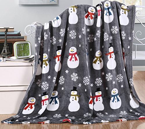 Velvet Touch Holiday Throw Fleece Blanket (50" x 60") - Grey Frosty