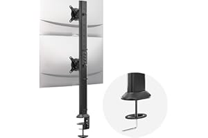 Hemudu Supporto Monitor Doppio, Braccio Monitor Scrivania Regolabile in Altezza per Schermi LCD LED da 13 a 34 Pollici, Inclinazione 25°, Rotazione 360°, Girevole 100°, Capacità di Peso Fino a 20 kg