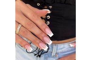 MouyouGlow Press on Nails kurz,Ballerina Rosa Nude Weiß French Fake Nails mit Nagelkleber,Pink White Tip Acryl Künstliche Fingernägel