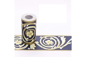 GOUIERYLIN Wall Border-Autoadesivo adesiva muro decorativa Foglie gialle su sfondo blu 10.6cm X 1000CM