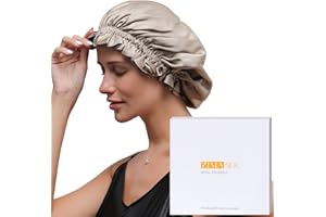 ZIMASILK 100% Mulberry Silk Bonnet for Women Hair Care, Double-Layer Silk Shower Cap, Natural Silk Hair Wrap for Sleeping with Elastic Stay On Head (1Pc, Taupe)