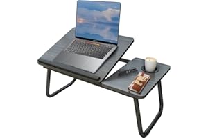 HOFLERA Laptop Desk, Laptop Bed Table with Foldable Legs & Cup Slot, Reading Holder Notebook Stand Breakfast Bed Tray Book Holder for Sofa, Bed, Terrace, Balcony