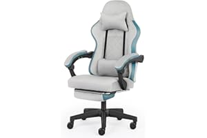 ADOV Silla Gaming Ergonómica con Reposapiés, Silla Gamer 90°-140° Reclinable de Franela para Adultos y Niños, Silla Escritorio con Respaldo Alto, Reposacabezas y Soporte Lumbar (Gris)