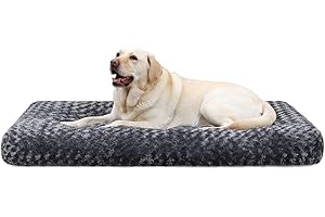 KSIIA Legowisko dla psa, duże psy, nadaje się do prania, puszysta poduszka dla psa, mata dla dużych, średnich psów, antypoślizgowy spód, oddychające, legowisko dla zwierząt domowych, ciemnoszare, 122