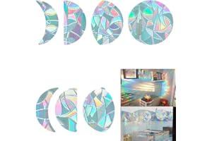 GORGECRAFT Moon Phase Clips de Ventana Anticolisión Estática Arcoíris Pegatinas de Vidrio Calcomanías de Alerta de Ventana Decoraciones para Atrapar el Sol Vinilo Prismático No Adhesivo (7PCS)