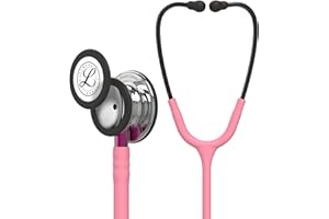 3M Littmann Fonendoscopio para monitorización Classic III, campana de acabado en espejo, tubo color rosa perla, vástago rosa y auricular color gris humo, 68,5 cm, 5962