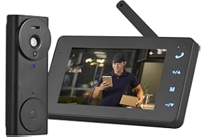 Swokely 2,4 G telecamera campanello senza fili con display monitor, schermo 4,3 IPS, videocitofono, kit fotocamera, visione notturna a 170 gradi, microfono Hi-Fi, citofono a 2 vie