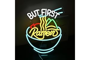 SIGNSHIP Ramen Cuenco Letrero de neón But First Ramen LED Cartel Fideo Letrero de Neón Decoración de Pared de Cocina Placa de Bienvenida para Restaurante Regalo para los Amantes del Ramen (But First