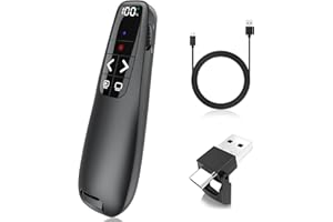 ‎UBUYUONE UBUYUONE Presenter USB C, Wiederaufladbar mit digitaler Batterieanzeige, Powerpoint Presenter Pointer für Präsentationen, Powerpoint Fernbedienung Präsenter für Computer Laptop Mac