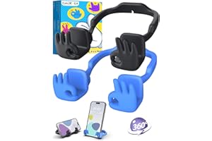 CALDEVER Regalos para Hombre Mujer Soporte Móvil Mesa: Regalos Navidad Amigo Invisible Originales para Niño Niña Niños Soporte para Móvil con Gesto OK Porta Móvil Ideas Regalo Cumpleaños Reyes Negro&Azul 2 ud