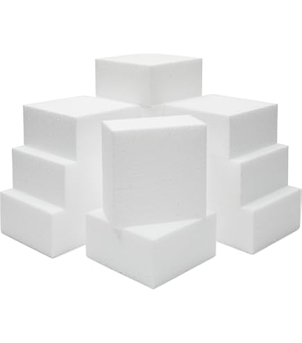 12 blocs de mousse en polystyrène pour travaux manuels, blocs carrés de mousse en polystyrène pour arrangement de fleurs artificielles, modèles, loisirs créatifs (blanc, 10,2 x 10,2 x 5,1 cm