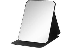 HINGTTRAUM Klappbarer Reisespiegel Schminkspiegel – Tragbarer Kosmetikspiegel und Tischspiegel kompakter Spiegel klein für Zuhause und Reisen, mehrfach einstellbarer Winkel, PU-Leder, Super HD Mirror ,21*15cm