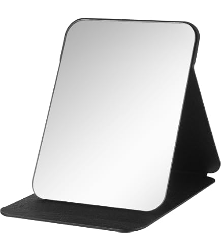 Miroir De Maquillage Pliable 24x17,5 Cm - Support Réglable, Portable - Rose Et Blanc
