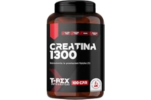 T-Rex Integratori Creatina Micronizzata Monoidrata 100 compresse da 1300mg - Integratore alimentare per massa muscolare e boost energetico pre workout