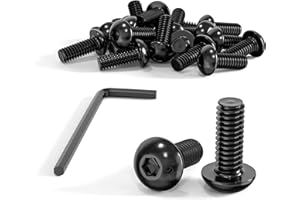 Wavanta M4 Bolts, M4 x 10mm Button Head Screws, Allen Socket Bolts Screws, Carbon Steel 10.9 Grade, Black Oxide Finish, Pack of 20