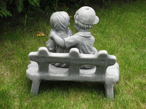 Nr.112 Kinder Junge und Mädchen auf Bank 2-Set ca. 21 kg Frostfest Stein - 2