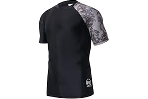 HUGE SPORTS Men's Splice UV Sun Protection UPF 50+ Skins Rash Guard Short Sleeves